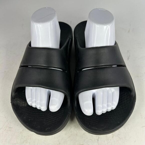 OOFOS OOahh Slide Sandals Mens US 10 Recovery Black Athletic Comfort Shoes - Picture 2 of 10